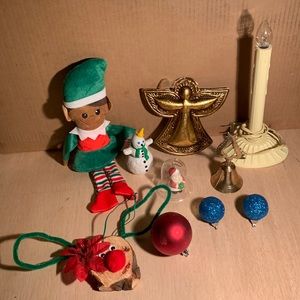 10 piece Christmas decor mixed lot holiday decor *candle non-working!*